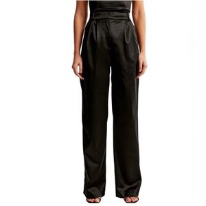 Abercrombie & Fitch  Black High Waisted High Rise Sloane Tailored Satin Pant
